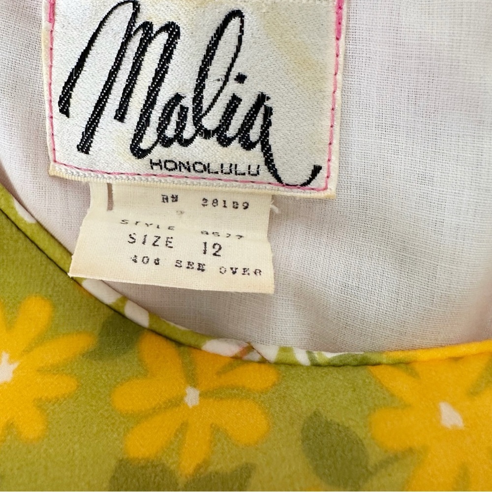 Vintage Colorful Floral Long Sleeve Maxi Dress Pink, Orange, Green - Picture 2 of 8